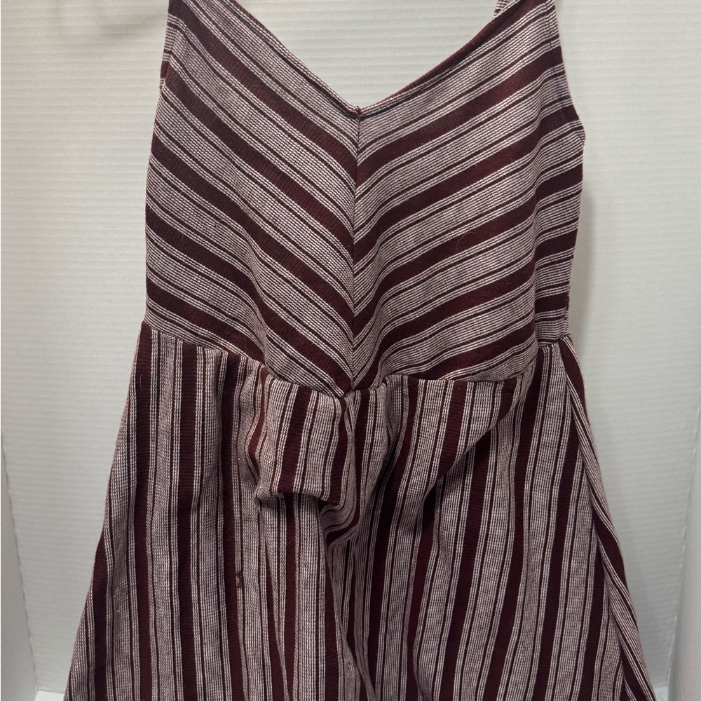 Universal Thread Burgundy and Cream Striped Strapless Dress